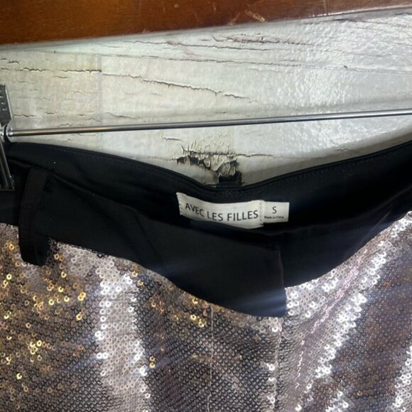 ALEC LES VILLE SEQUINS silver trousers pants size small straight leg - Picture 5 of 8